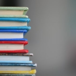 Books in different colors.